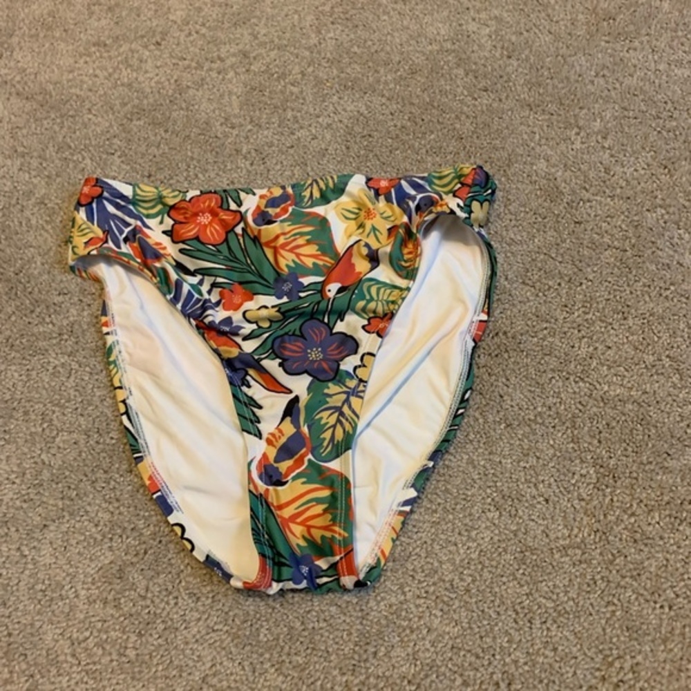Modcloth Tropical Floral Bikini - Green Multi with Orange Accents - Picture 3 of 5